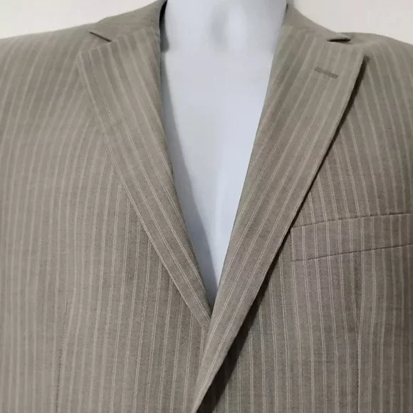 Zara Man 100% Wool Blazer Striped Beige Size 40 EU (Medium) Neutral Elegant - Picture 3 of 10
